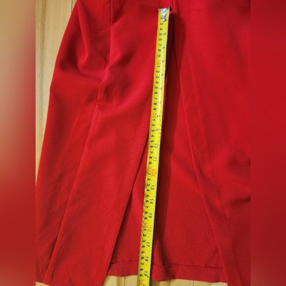 Zara XS Red Midi Dress, Round Neck, Long sleeve, Slit ans Drape in Front, Zip-up - Picture 7 of 16